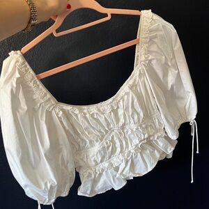 For love and lemons puff sleeve white top